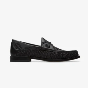 Mick Moccasin Rafia Leather Black